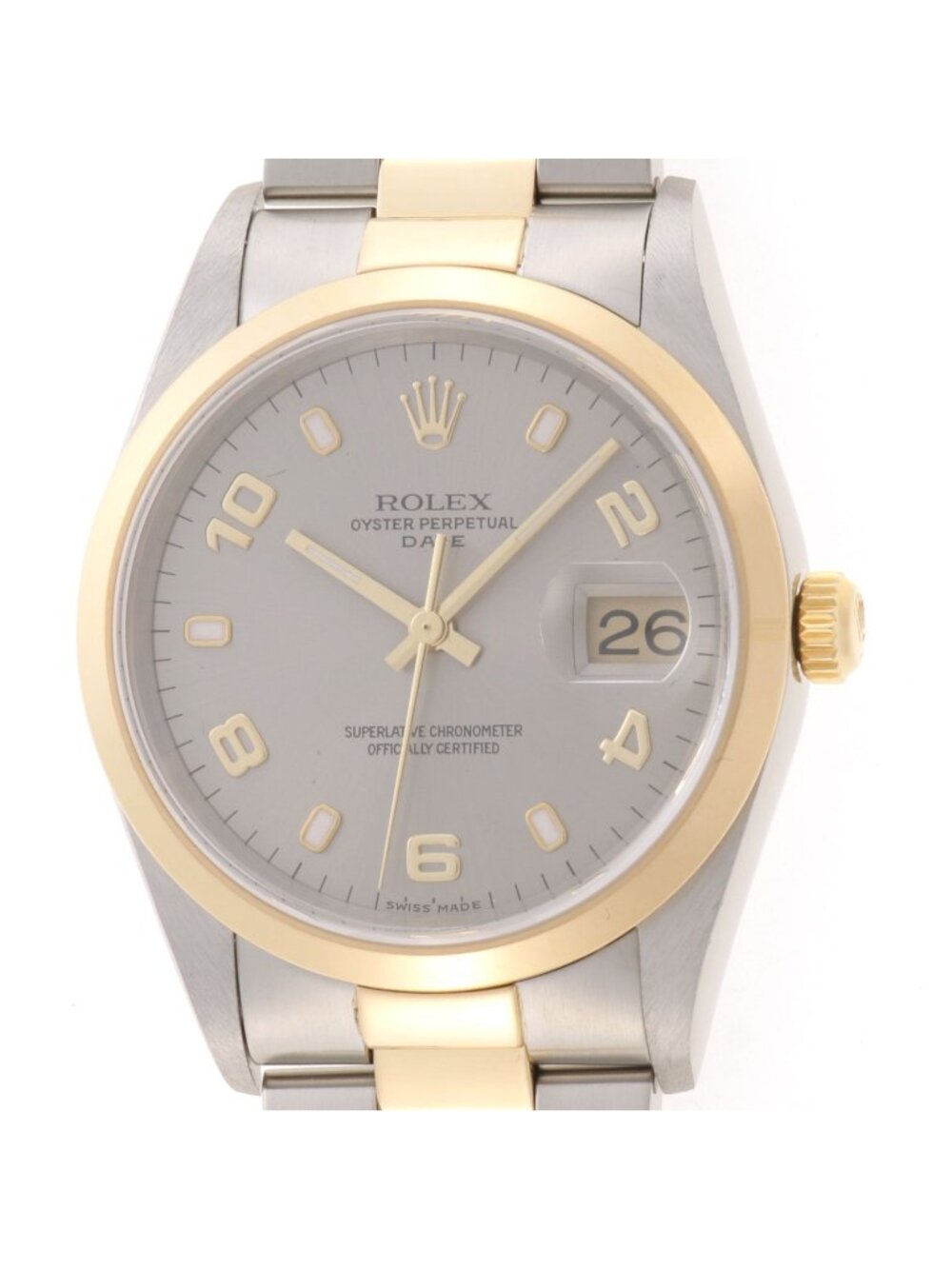 Rolex Perpetual Date Gray 18k Yellow Gold Stainless Steel Automatic